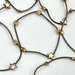 Vintage Y2K Star Guitar String Bracelet Set Gold Tone White Enamel Classic