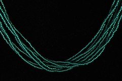 Beaded Necklace Dark Blue Green 28″ 28 in 8 Strand Small Tiny Seed Bead Handmade