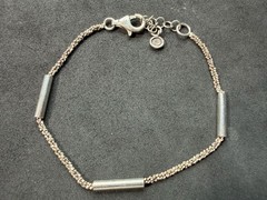 4.96g Vintage Sterling Silver 925 Tube Bar Chain Bracelet Adjustable 8.2 in M