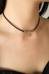 Rare Hermes Anne de La Fantasy 2004 Heart Padlock Choker Necklace Vintage Black