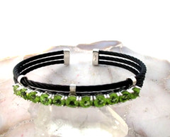DK JTV GREEN PERIDOT STAINLESS STEEL CUFF BRACELET 5.00CTW NIB