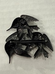 Hummingbirds Figural Brooch Pin K+T Multi Tri-Tone Birds in Flight