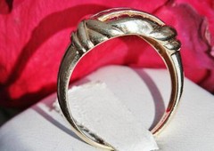 14k yellow gold ring 1.00ct natural treated ruby size 8 swirl band vintage 4.6g