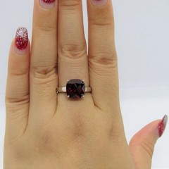 Elegant Argentium Silver 935 Red Garnet Cushion Cut Ring Jewelry Gift Sz 4 To 14