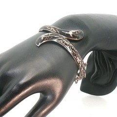 Vintage Siam Sterling Niello Bypass Bracelet – Twin Lizard Motif, Black Enamel