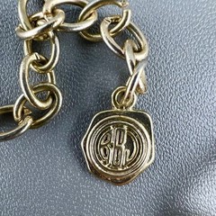 Vintage Graziano Necklace Statement Hammered Link Acrylic Gold Tone Signed 18”