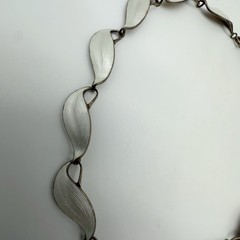 VTG Finn Jensen Norway Sterling Silver White Enamel 17″ Necklace 33.7g#yde