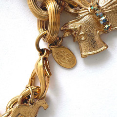 Vintage Kirk’s Folly Gold-Tone Dog Charm Bracelet with Rhinestones Retired READ