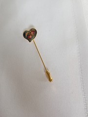 Vintage Gold Toned Floral Cloisonne Pin Brooch 3 inches
