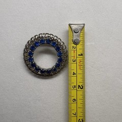 Blue Rhinestone Double Ring Brooch Pin