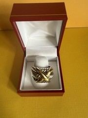 VTG One Owner / DAVID YURMAN triple cable 14kt GOLD “X” ring / Size 8.5 / 12.9 G