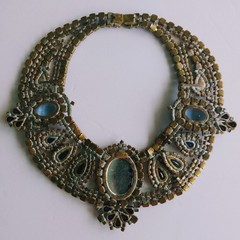Fabulous Husar D Blue Cameo Rhinestone Necklace From Estate Of Texas Glamour Gal