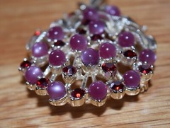 VTG STAR Floral Bouquet Pin Brooch Red & Pink Rhinestones Stones Flowers Leaves