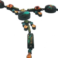 Vintage Uncas Signed Multi‑Stone Statement Necklace, Colorful Retro Pendant