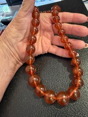 24 Inch long Vintage Graduating large bead Amber Necklace w matching clasp