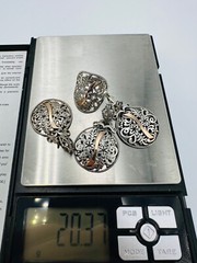 Old Silver 875 14k Gold Jewelry Set Ring Pendant Earrings Video