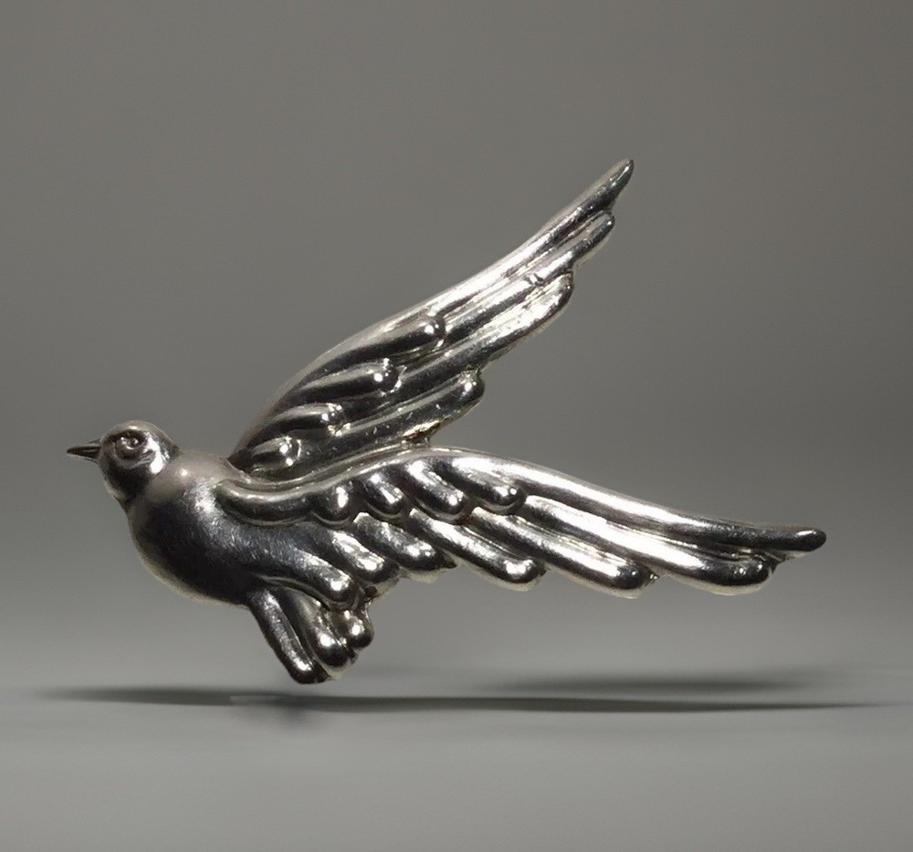 Vtg Modernist LOS CASTILLO Handmade Taxco DOVE BIRD Brooch 925 Sterling 6.35g