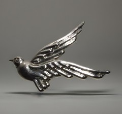 Vtg Modernist LOS CASTILLO Handmade Taxco DOVE BIRD Brooch 925 Sterling 6.35g