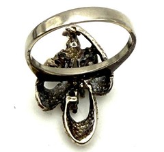 Uncas Sterling Silver Cocktail Ring Mid Century CZ Size 8 Asymmetrical Burst