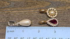 3 piece Vintage Signed Roman Enhancer Pendant Rhinestone Faux pearl Gold Silver