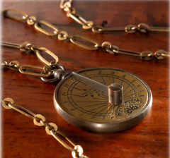 Vintage Style Gold Tone Brass Sundial Necklace 30″