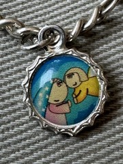 Vintage Ricordo Metal and Enamel Cartoon Character Charm Bracelet
