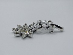 Vintage Corocraft Floral Dangle Brooch Silver Tone Signed