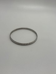 Vintage 1970s/1980s Sterling Silver Stamped Egyptian Ankh Bangle Bracelet