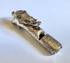 Vintage 1960s-1970s Gold Plated Figural Elephant Whistle Pendant Charm