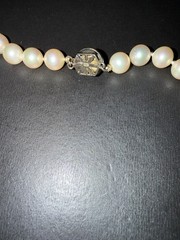 JKa Kohle Sterling Silver Pearl Necklace 18″ 925 JKa Köhle Silk Knotted