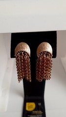 Vintage Tassel Gold tone Chain Dangle/drop Clip on Earrings