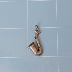 Vintage Sterling Silver Saxophone Horn Charm Pendant Wind Instrument