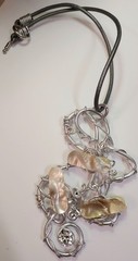 Jeff Lieb Statement Necklace Swarovski Crystal Shell Abstract Art Boho Signed