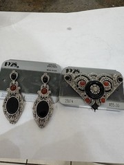 1928 Vintage Large Glitzy Earrings and Brooch