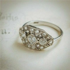 Art Deco Style Round Cut Lab Created Diamond 14K White Gold FN Engagement Ring