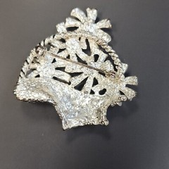 Vintage Silver-tone Flower Basket Brooch