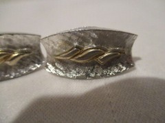 SWANK Set of 2 Cufflinks a Silvertone w/Goldtone design & Goldtone w/Faux Stone