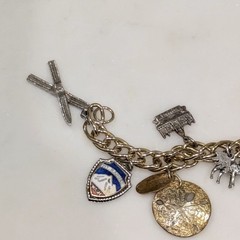Vintage PNW Travel Charm Bracelet Space Needle Bell Trading Sterling Buffalo