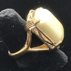 Vintage 18K HGE Gold Plated Bold Look Faux Pearl Ring varied sizes
