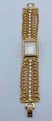 VTG Signed Inmode bracelet watch Gold-tone rhinestone chain retro mod 7″