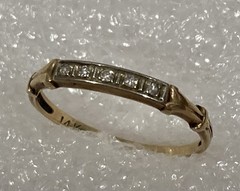 Vintage Antique 14k Solid Yellow Gold Accent Diamond Art Deco Band Ring SIZE 6