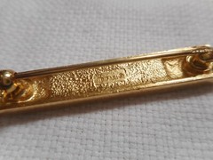 Vtg Crown TRIFARI Brooches Cutout Wreath & Baguette Bar Pin 1955-1969 Gold Tone