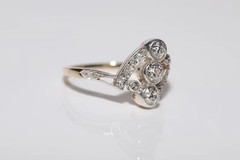 Art Dec Style Lab Created Diamond Three-Stone Anniversary Ring 14K White Gold FN