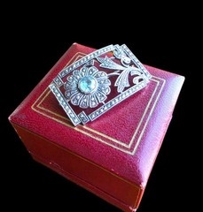 Art Deco 925 Sterling Silver Blue Gemstone & Marcasites Brooch