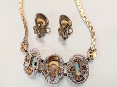 Vintage SELRO SELINI Asian Portrait Necklace 2 Pins Two Brooches Goldtone