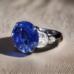 Vintage Platinum Engagement Ring 7.20ct. Natural Blue Sapphire Round Cut