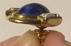 YSL Yves Saint Laurent Blue Glass Cabochon Gold-tone Pierced Earrings
