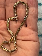 10k gold tube barrel clasp paper clip bracelet 2.95 grams #3