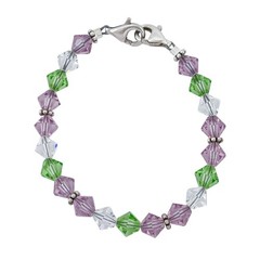 Vintage Sterling Silver 925 Purple Green Crystal Bracelet 5.75″