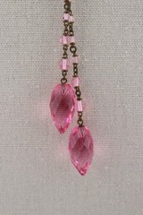 Antique or Vintage Art Deco Pink Glass Crystal Lariat 21″ Flapper Necklace